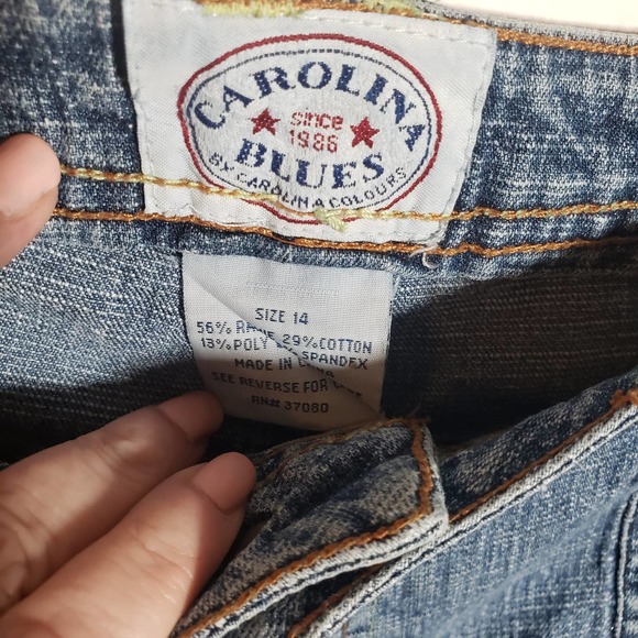 Carolina Blues Straight Wide Leg Jeans Sz 14 Stretch Relaxed - Picture 8 of 8